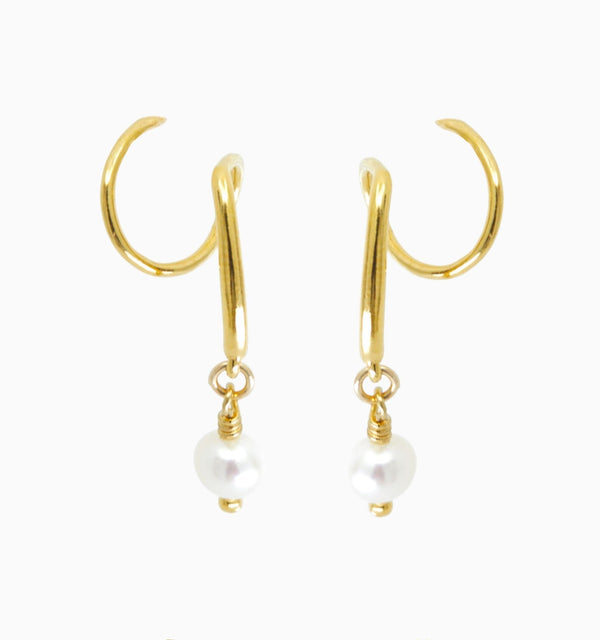 Double Twist Pearl Hoops - Illusion Earrings