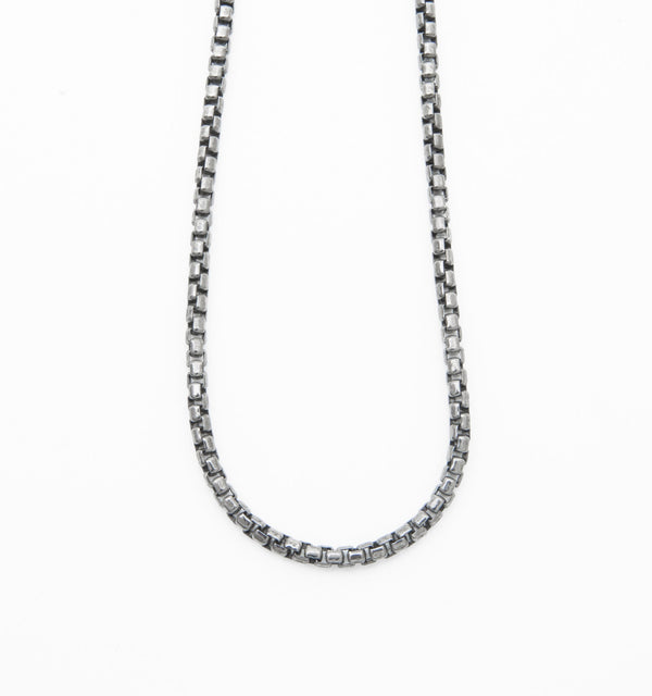Box Chain Necklace in Black Rhodium