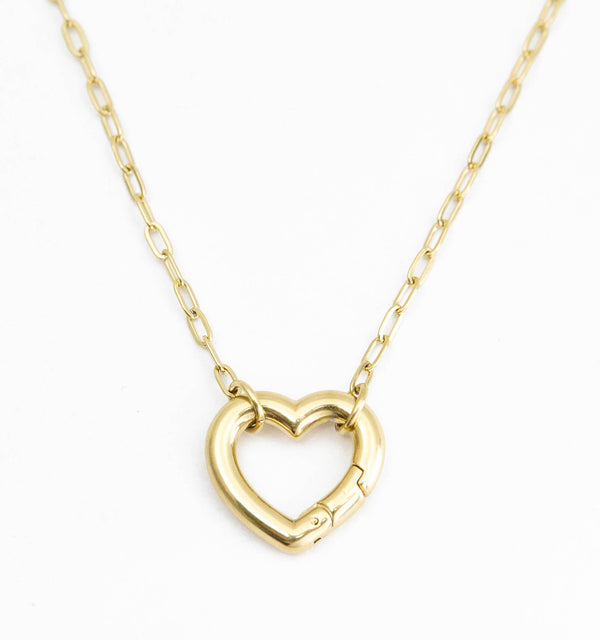 Personalized Heart Charm Chain - Paperclip Chain